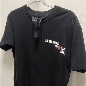 VLONE Black Tee with Orange Legends Print